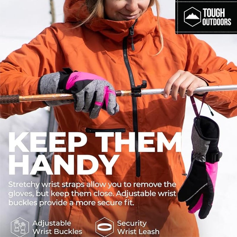 Tough Outdoors Women's Ski Gloves - Waterproof Women's Snow Gloves - Winter Ski Snow Gloves - Snowboard Gloves - Ladies' Cold Weather Gloves - Image 4